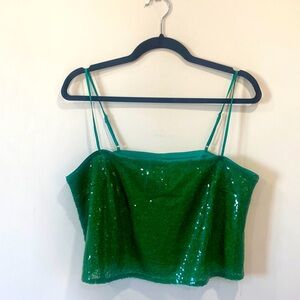 J Crew Collection Sequin Green Crop Top